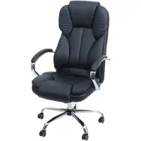 Mendler Silla de oficina Profi Kansas XXL, silla para chefs, giratoria, versión estadounidense, capacidad de carga de 150 kg, tapizada en cuero sintético, color negro