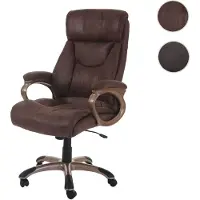 Mendler Silla de oficina Dallas, silla de escritorio, silla giratoria, silla de director, certificada por . Aspecto de ante, color taupe-marrón