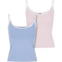 Urban Classics Top azul / rosa claro / blanco