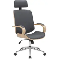 CLP Silla de oficina Dayton con reposacabezas, silla giratoria con altura ajustable, tapizada en cuero sintético, con función de inclinación, capacidad de carga hasta 150 kg, color: natural/gris