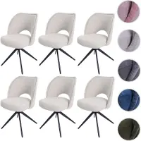 Mendler Juego de 6 sillas de comedor modelo HWC-N72, sillas de cocina tapizadas, giratorias con sistema de retorno automático, fabricadas en tela/textil (420g/m²), color crema