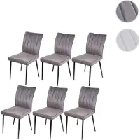 Mendler Juego de 6 sillas de comedor HWC-K16, silla para cocina, terciopelo y metal, color gris oscuro
