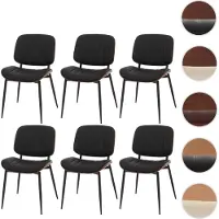 Mendler Juego de 6 sillas de comedor HWC-O44, sillas para cocina, estilo rústico, tapizado en cuero sintético, , acabado color nogal, color negro