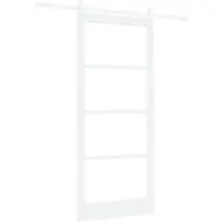 vidaXL Puerta corredera de 93 x 211 cm, madera maciza de pino y cristal, color blanco