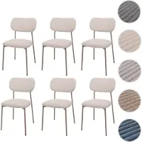 Mendler Juego de 6 sillas para comedor, modelo HWC-O26, silla para cocina, silla tapizada, con estructura de metal y tapizada en tela/textil color beige (330g/m²)