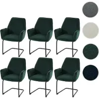 Mendler Juego de 6 sillas giratorias modelo HWC-G67, ideales para el comedor o la cocina, tapizadas en tela/textil MVG, color verde