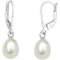 Elli Pendientes plata / blanco perla
