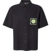 Scotch & Soda Structured Cotton Short-sleeved Shirt Charcoal Art Talla: M | Camisas Casuales Outlet | Hombre | Negro