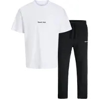 Jack & Jones Traje para estar en casa 'JORNORREBRO' negro / blanco