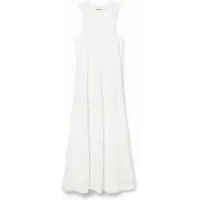 Desigual , Vestido midi patch canalé, Viscosa, Blanco, XS