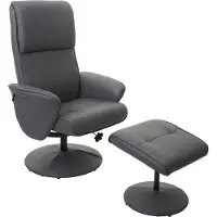 Mendler Sillón reclinable Helsinki, sillón de televisión, chaise longue, sillón para televisión con reposapiés. Material: cuero sintético, gris mate