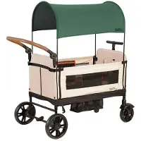 Yvolution Bollerwagen Kinderwagen, color verde: carrito infantil plegable con toldo para proteger del sol