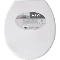 MSV Asiento de inodoro , tapa de inodoro, asiento de váter, color blanco, con bisagras de acero inoxidable