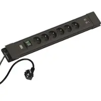 Bachmann CONNECTUS 6xUTE, 1 interruptor, 1 puerto USB A/C de 22W, cable de 2 metros, conector CEE7/7, color