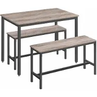 Vasagle Mesa de comedor con 2 bancos, juego de 3 piezas, mesa de cocina