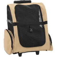 vidaXL Carrito para mascotas 3 en 1, color arena, 48x32x(57-106) cm