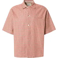 Scotch & Soda Micro Geo Print Short-sleeved Shirt Aurora Red Micro Check Talla: L | Camisas Casuales Outlet | Hombre | Rojo