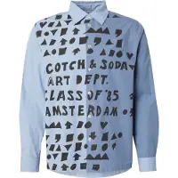 Scotch & Soda Relaxed-fit Letters Poplin Shirt Faded Denim Talla: XXL | Camisas Casuales Outlet | Hombre | Azul