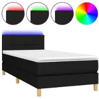 Syfax Cama box spring con colchón LED tela negro 80x200 cm