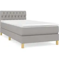 Syfax Cama box spring con colchón tela gris claro 80x200 cm