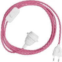 Creative Cables Pantalla De Lámpara Snakebis Twisted E27-juego De Cable Con Portalámparas. Cable Trenzado De Tela Y Enchufe De Dos Clavijas 1.8 M