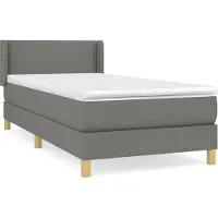 Syfax Cama box spring con colchón tela gris oscuro 90x190 cm