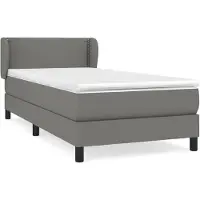 Syfax Cama box spring con colchón tela gris oscuro 90x200 cm