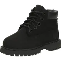 Timberland unisex para niños. TB1128070011 Botas de piel Premium 6 Inch Lace Up negro (24), Plano, Cordones, Casual, Outdoor, moda infantil,