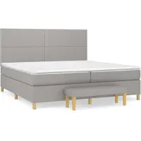 Syfax Cama box spring con colchón tela gris claro 200x200 cm