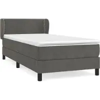 Syfax Cama box spring con colchón terciopelo gris oscuro 90x190 cm