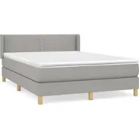 Syfax Cama box spring con colchón tela gris claro 140x200 cm
