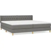 Syfax Cama box spring con colchón tela gris oscuro 200x200 cm