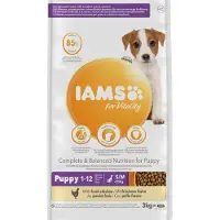 IAMS Alimento seco para cachorros Junior, sabor pollo, para cachorros de 1 a 12 meses, razas pequeñas y medianas, 3 kg