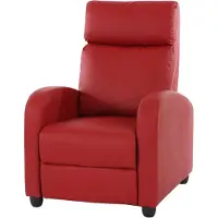 Mendler Sillón de televisión, sillón reclinable, sillón tipo chaise longue Denver, tapizado en cuero sintético, color rojo