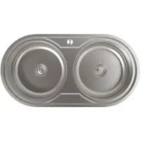 Edesa K2 SE 84 2C, Lavabo de encimera, Rectangular, Acero inoxidable, Acero inoxidable, 2 cubetas, Circular