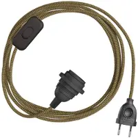 Creative Cables Pantalla Snakebis Zig-zag E14-cableado Con Portalámparas. Cable Textil En Zig-zag Y Enchufe Bipolar 3 M