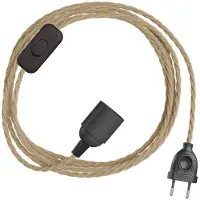 Creative Cables Conjunto De Cable Retorcido Snakebis Twisted E27 Con Portalámparas. Cable Trenzado De Tela Y Enchufe De 2 Clavijas 1.8 M