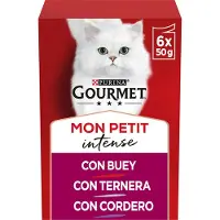 Purina Gourmet Mon Petit Intense Carnes Comida Húmeda Para Gatos 8x6x50g
