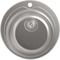 CATA RS-1, lavabo encimera, forma circular, acero inoxidable, color plateado, 1 cuba, forma circular