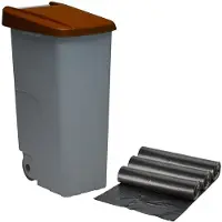 Wellhome Contenedor De Reciclaje 110 Litros Cerrado + 3x Bolsas De Basura De 42x57x88 Cm 10 Unidades