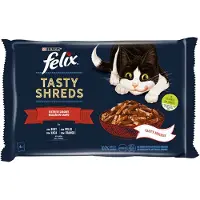 Purina Felix Tasty Shreds Carnes Alimento Húmedo Para Gatos 12x4x80g