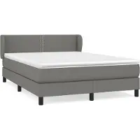 Syfax Cama box spring con colchón tela gris oscuro 140x200 cm