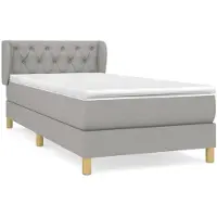 Syfax Cama box spring con colchón tela gris claro 80x200 cm