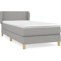 Syfax Cama box spring con colchón tela gris claro 80x200 cm