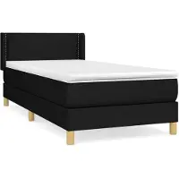 Syfax Cama box spring con colchón tela negro 80x200 cm