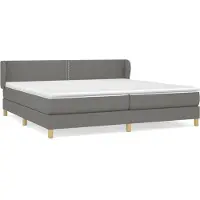 Syfax Cama box spring con colchón tela gris oscuro 200x200 cm