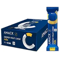 Amacx Caja De Barritas Energéticas De Chicle De Fruta Piña 38g 12 Unidades