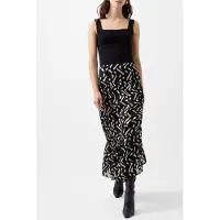French Connection Diandra Satin Burnout Skirt Black/cream Talla: 16 | Faldas Midi Outlet | Mujer | Negro