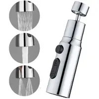 INF Cabezal rociador para fregadero de cocina, 720° giratorio, 3 modos. Plata