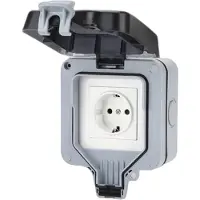 INF Toma de pared exterior con tapa IP66 Toma eléctrica 16A 250V Gris